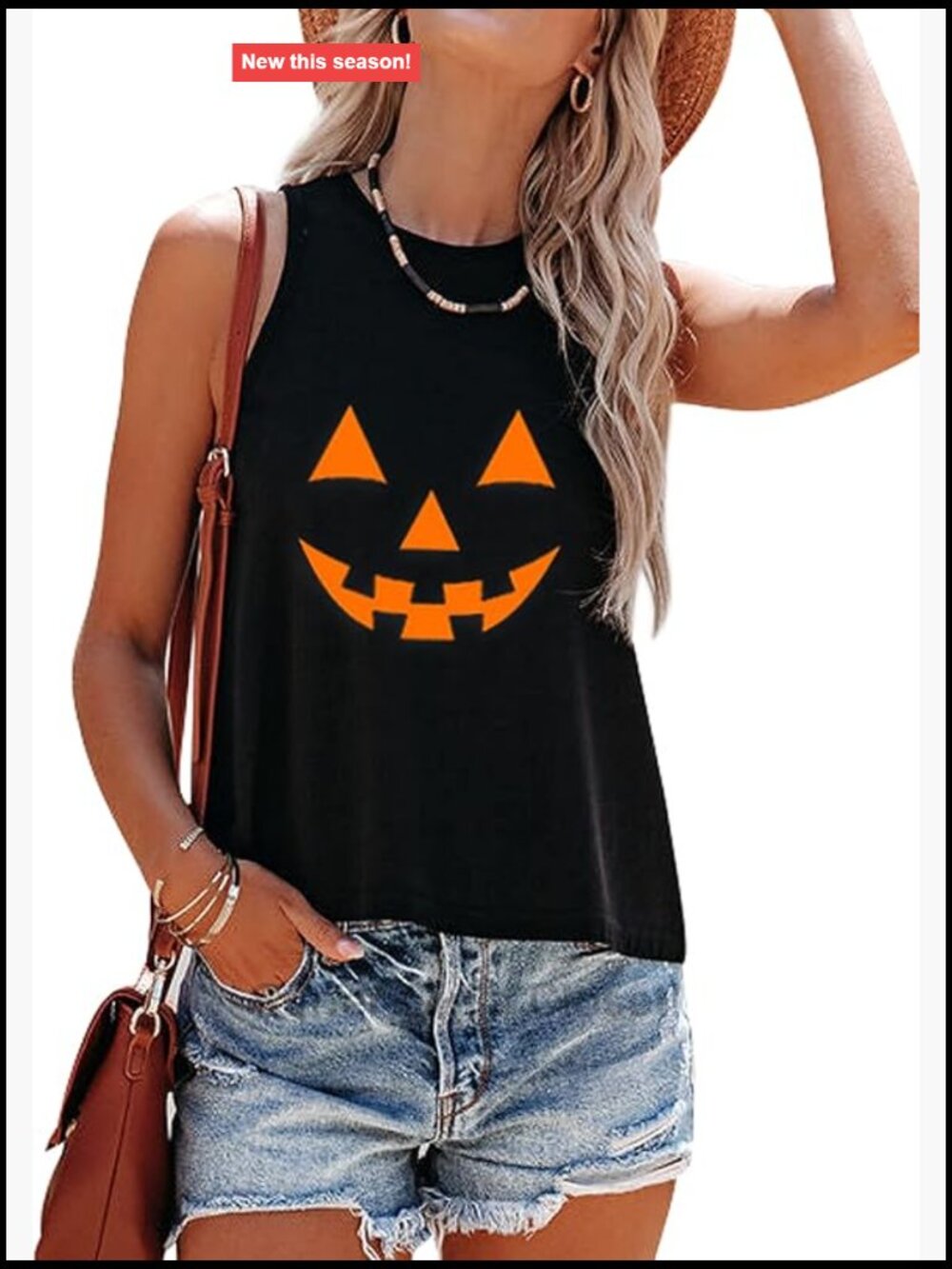 Skeleton Pumpkin Tank Top Halloween Crew Neck Sleeveless Stretch Polyester